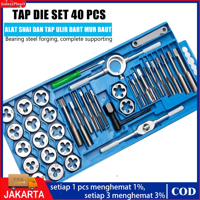 Jual 40PCS HAND TAP TAPS DIE DIES SENAI SNAI DRAT MUR ULIR KODENKI 40 ...