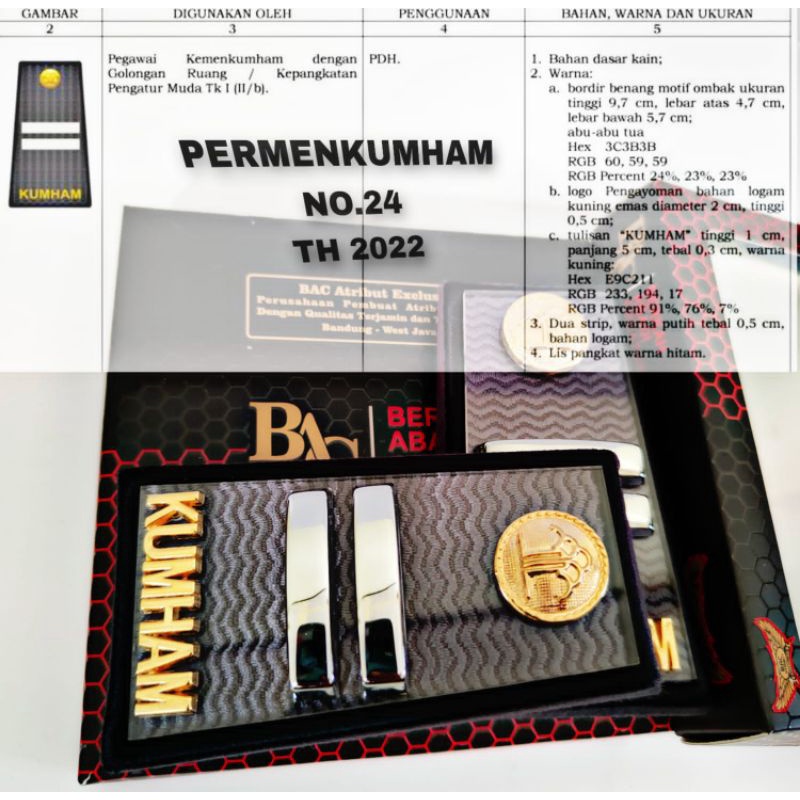 Jual Pangkat Pdh 2b Kumham Terbaru Kain Akrilik Exclusive Bac Atribut ...