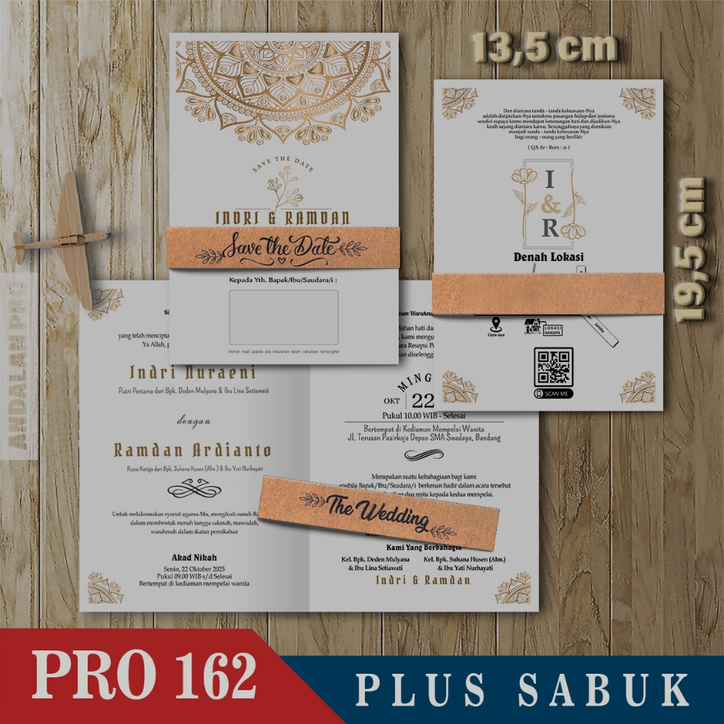 Jual Kode Toko S Desain Undangan Lipat Plus Sabuk Bahan