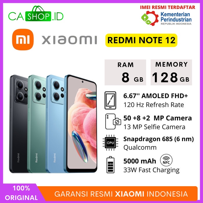 Jual Xiaomi Redmi Note 12 NFC 4/128GB + 6/128GB + 8/128GB Garansi Resmi ...