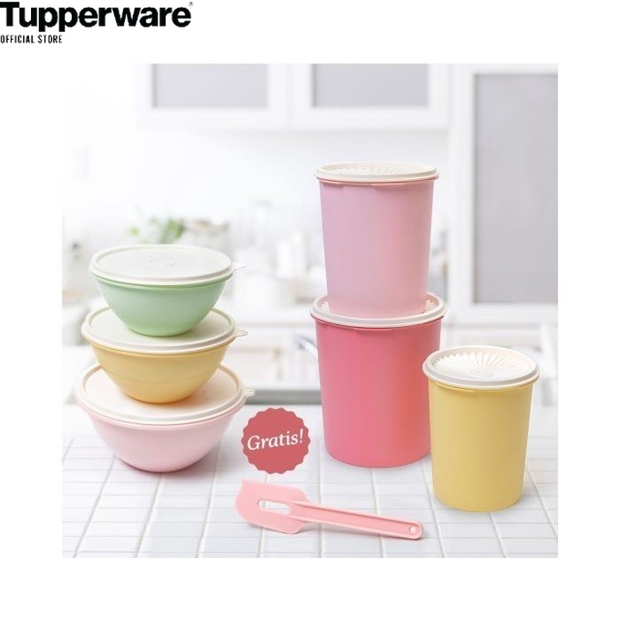 Jual TUPPERWARE TOPLES PLASTIK WADAH PENYIMPANAN PAKET VINTAGE BELI ...