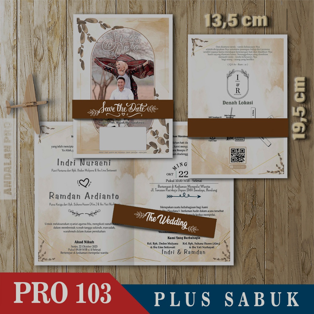 Jual Kode Toko: S13 - 50 Desain Undangan Lipat 2 Plus Sabuk Kertas ...