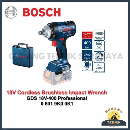 Jual Bosch Cordless Impact Wrench GDS 18V400 1/2" (Unit Only) Shopee