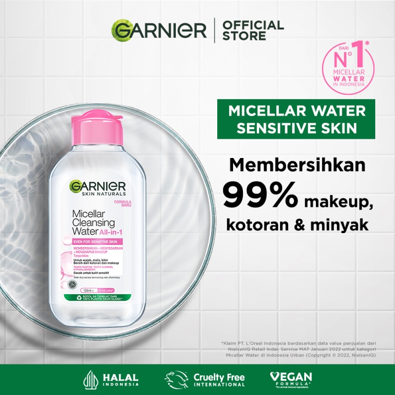 Jual Garnier Micellar Cleansing Water Pink Skin Care 125ml (Pembersih Wajah & Make up Untuk
