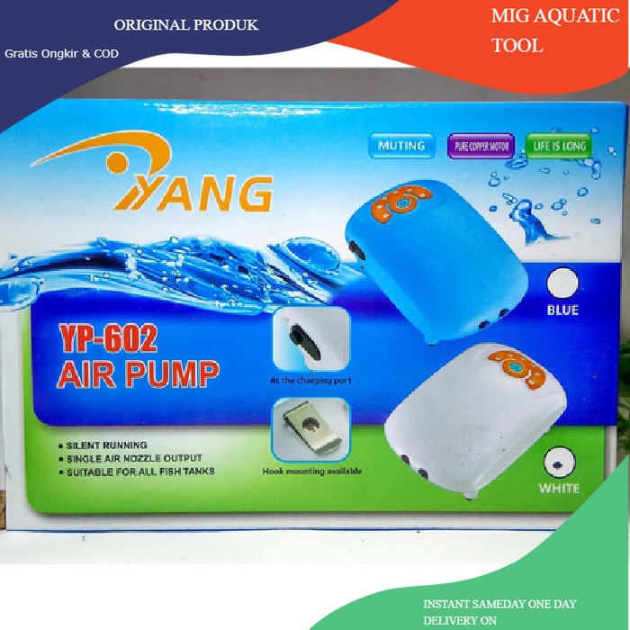 Jual AERATOR AQUARIUM 2 LUBANG AERATOR AC DC AERATOR YANG YP 602 ACDC