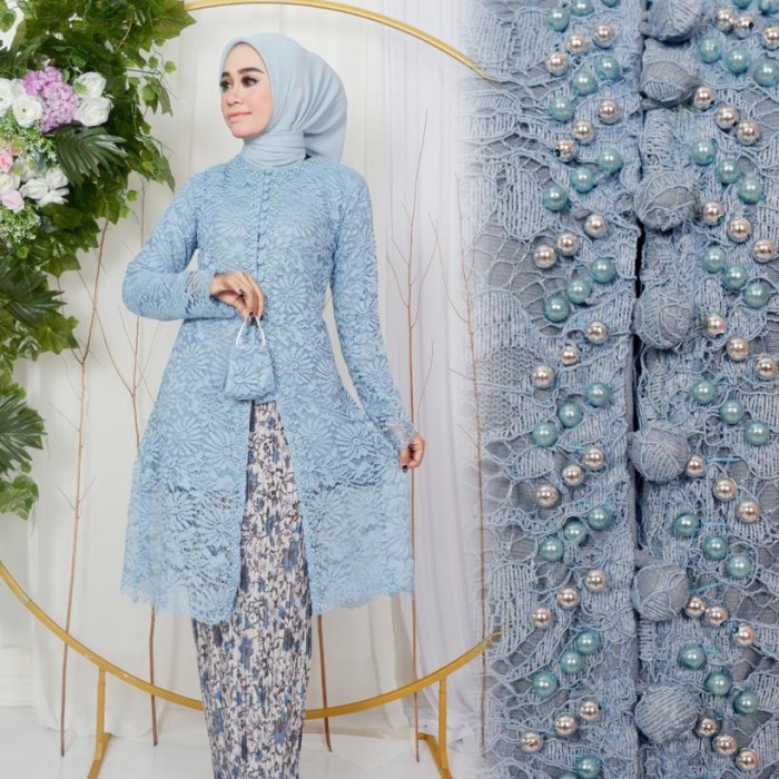 new Stelan kebaya Payet brokat kebaya modern kebaya wisuda baju kebaya baby blue atasan aja