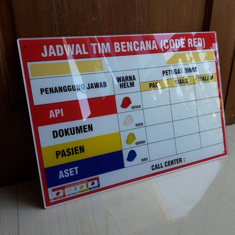 Jual Jadwal Tim Bencana (CODE RED) Papan Siaga Bencana Ukuran 47×32 cm ...