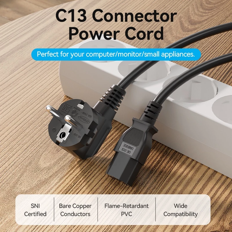 Vention kabel power c13 connector 3-prong cpu pc komputer ups