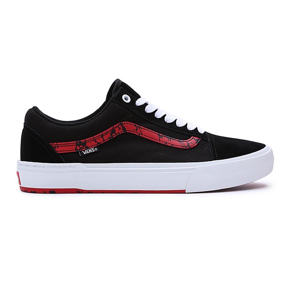 SEPATU VANS OFF THE WALL BMX OLD SKOOL MARBLE BLACK WHITE RED