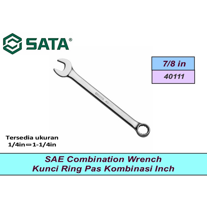 Jual SATA 40111 Kunci Ring Pas Kombinasi Inci Combination Wrench 7/8 ...