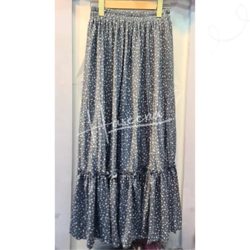 Haseena Rok Susun Rempel Plisket Zeina Motif Polkadot Emas Mini Tabur Skirt Ruffle Wanita