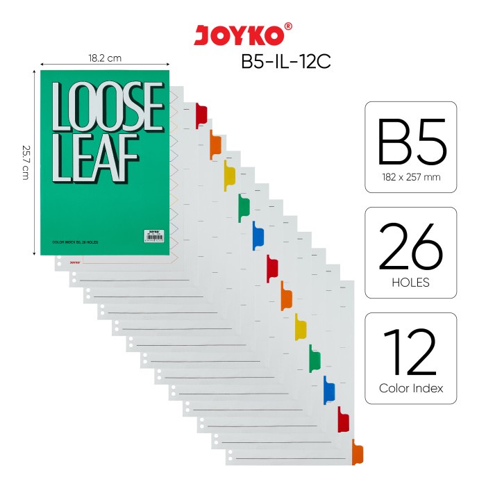 Jual Color Index Loose Leaf Pembatas Kertas Binder Joyko B Shopee Indonesia