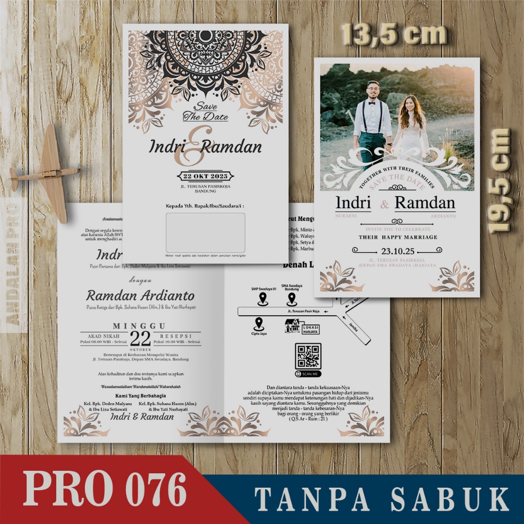Jual Kode Toko: S13 - Tebal 150 GSM, 50 Desain Undangan Lipat 2 Pakai ...
