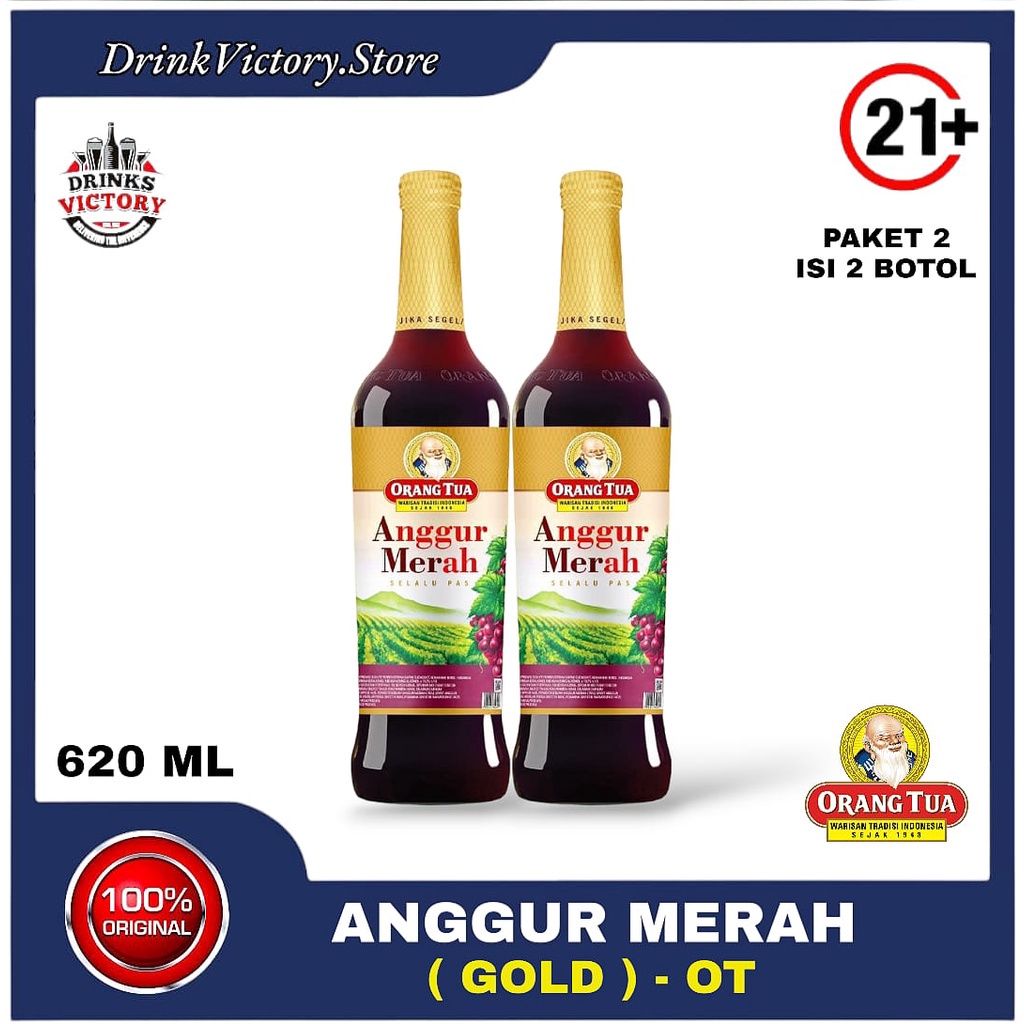 Jual Paket 2 Anggur Merah GOLD Cap OrangTua - OT 620ML ( Original ...