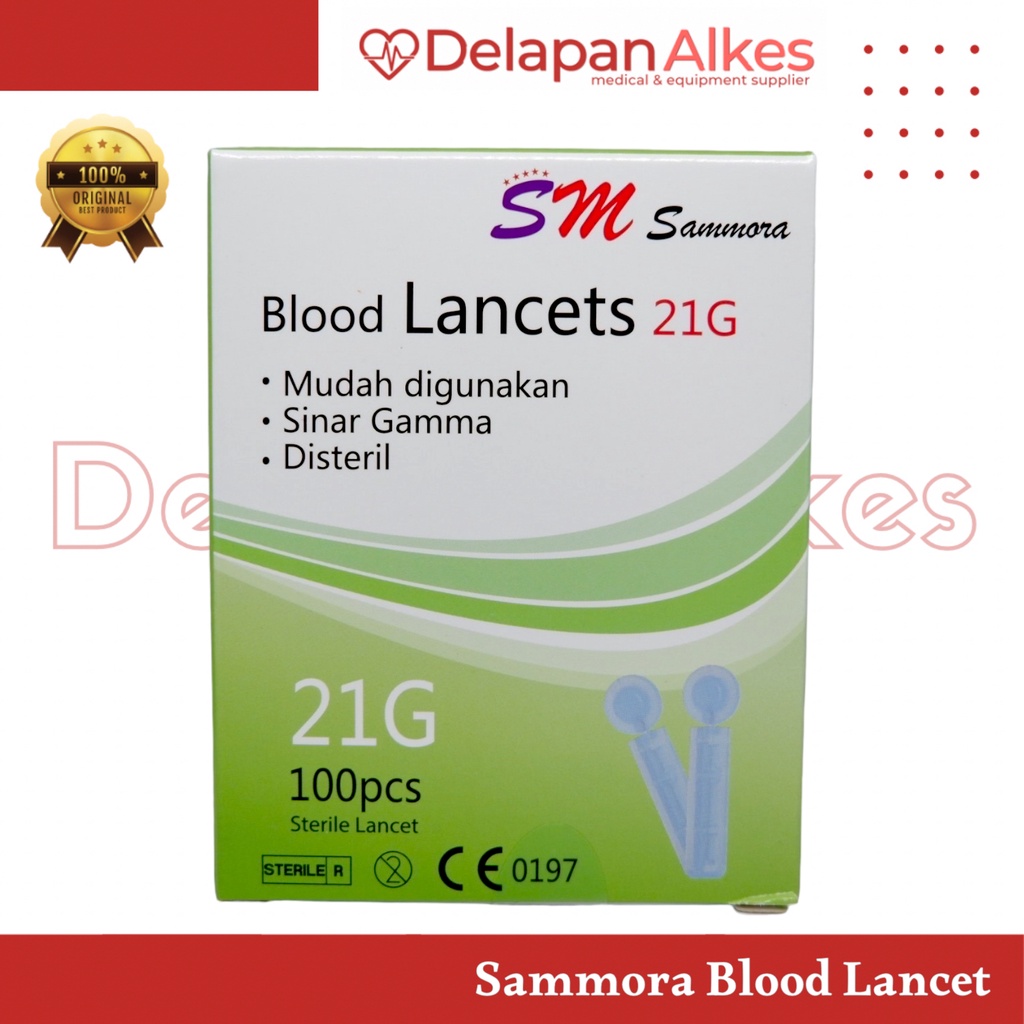 Jual SAMMORA Blood Lancet Jarum Bekam 21G isi 100 pcs Steril | Shopee ...