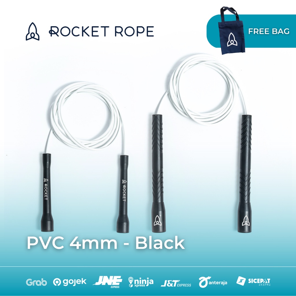 Jual [ROCKET ROPE] WHITE PVC Speed Rope 4mm Short Handle Long Handle