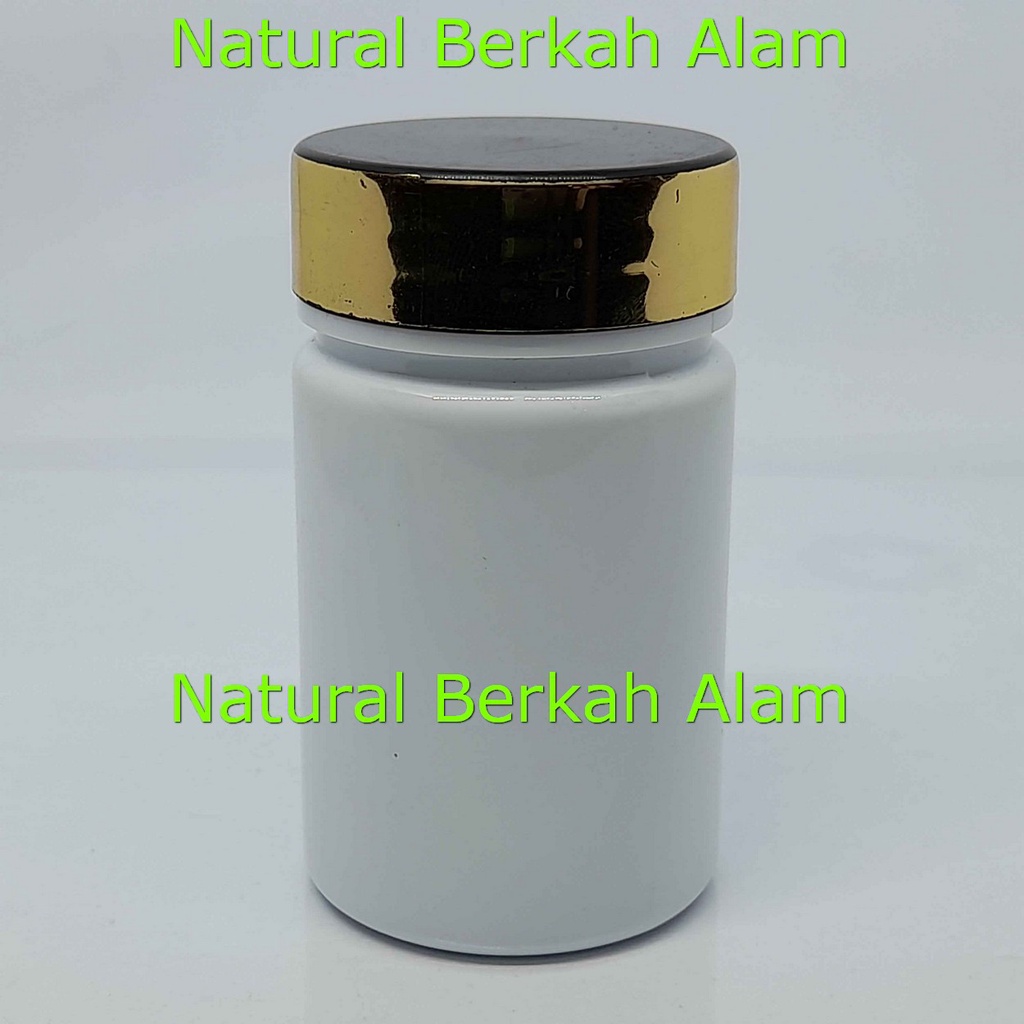 Jual Botol 60 ml PS Putih Cap List Emas / Botol Obat / Botol Kapsul ...