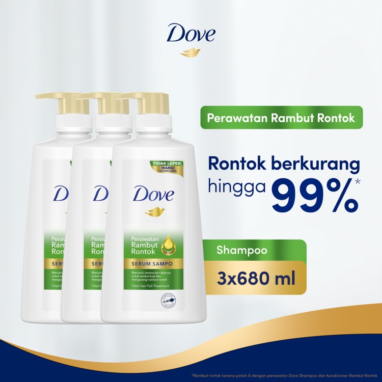 Jual Dove Shampoo Perawatan Rambut Rontok Berkurang 99 Dengan Nutri Serum Dan Dynazinc 680ml X3 6008