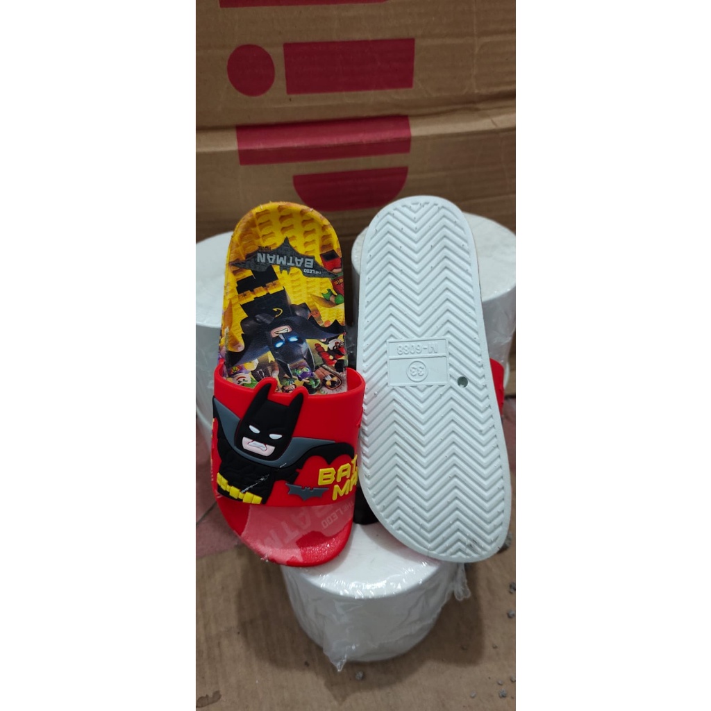 Sandal selop anak motif batman sandal terlaris 6088-X1 (24-35) sandal anak  import