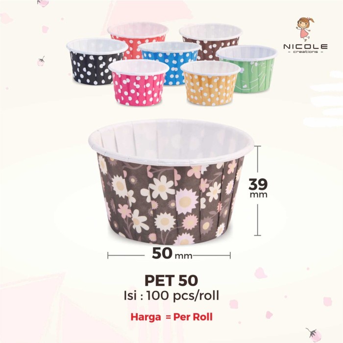 Jual PET/Cup Roti/Wadah Roti/Kertas Baking/Paper Cup/Cup Case Cake 50 ...