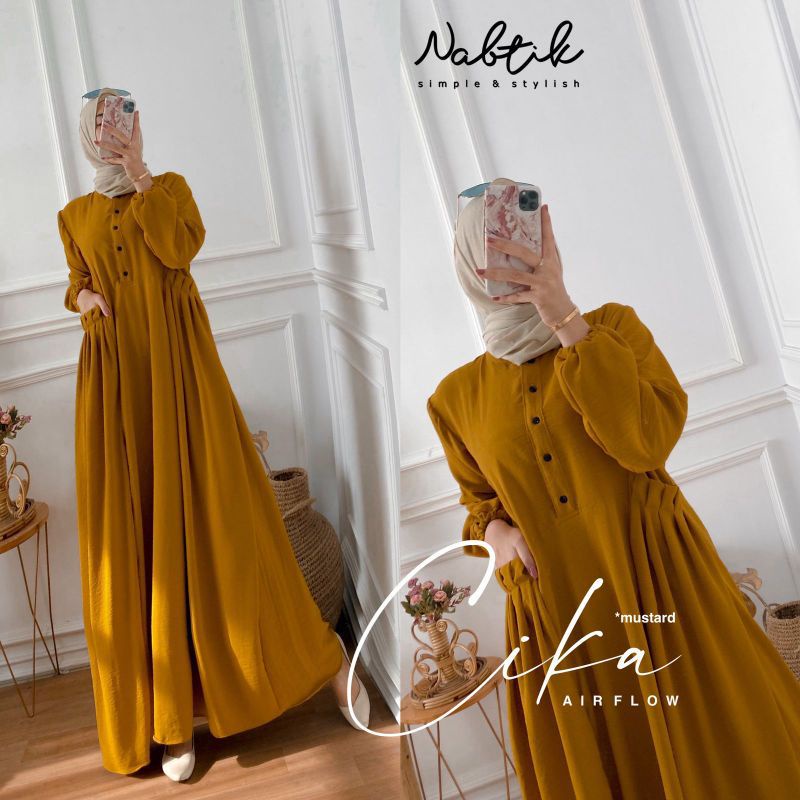 GAMIS CRINGKEL CIKA DRESS MAXY READY BAHAN CRINGKEL AIRFLOW POLOS BUKAN BAHAN URAGIRI