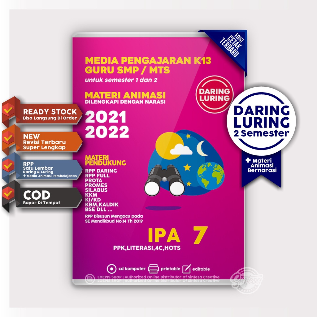 Jual CD RPP 1 LEMBAR IPA SMP/MTs KELAS 7 DARING DAN LURING K13 REVISI ...