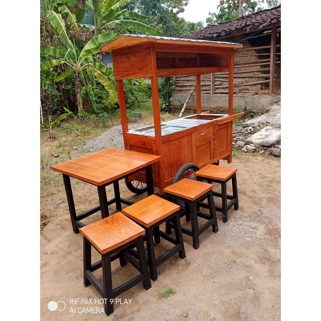 Jual gerobak roti bakar dan sate set meja kursi duduk free ongkir ...