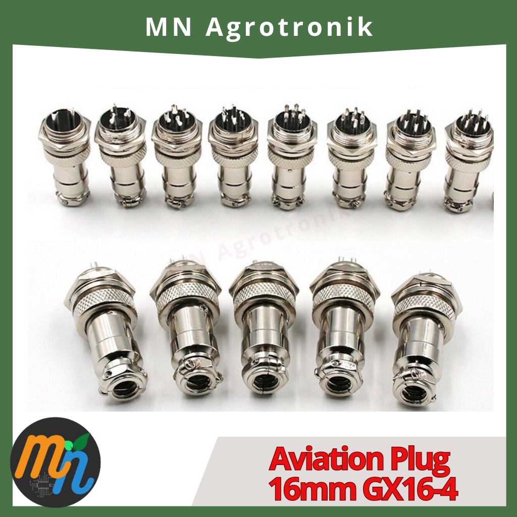 GX16-2 Aviation Plug Connector - 2 Pin, 16mm, Male & Female Panel Mount Metal Connector