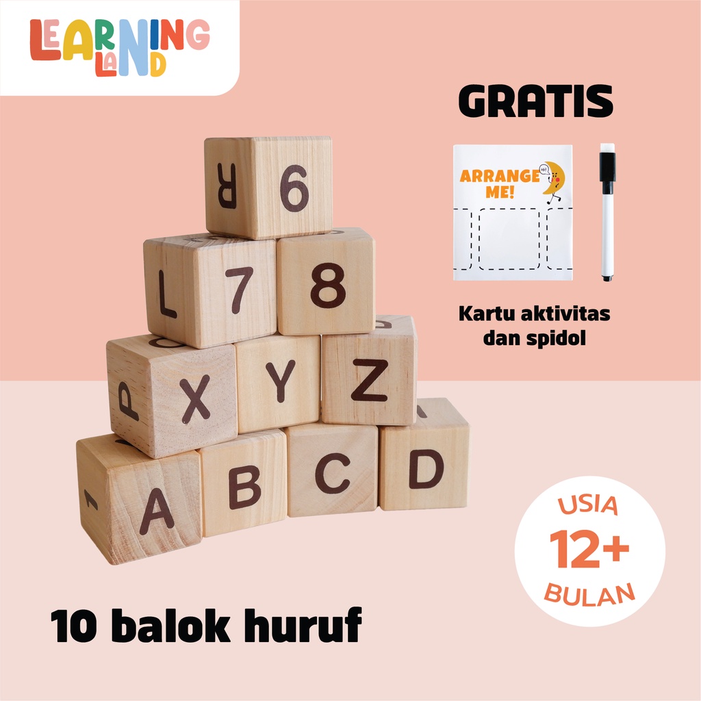 Jual [ LETTERINPINE ] WOODEN BLOCKS HIJAIYAH Mainan Kayu Huruf Arab