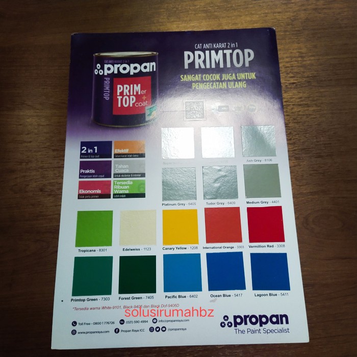 Jual katalog cat propan anti karat primtop 2in1 kartu warna catalog 2