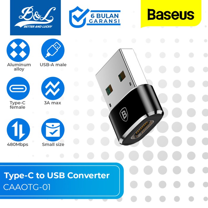 Jual Baseus Mini Converter Female Type C To Usb Male Adapter Otg Shopee Indonesia