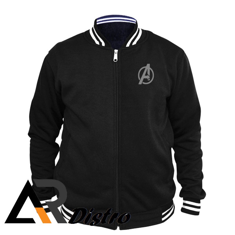 jaket baseball/ jaket varsity/ jaket BASEBALL AVENGERS 04 SILVER/ kerah  resleting pria wanita (COD)