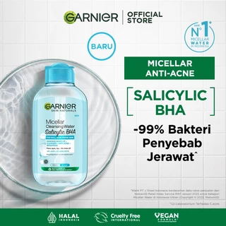 Garnier Micellar Cleansing Water Salicylic Blue Skin Care 125ml (Pembersih Wajah Untuk Kulit Berminyak Rentan Berjerawat dengan Salicylic Acid) - Make Up Remover
