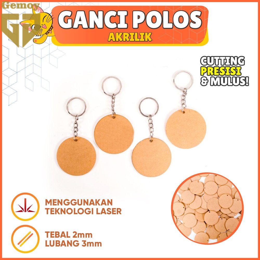 Jual Ganci Akrilik Bening Polos Bulat Gantungan Kunci bahan medali ...