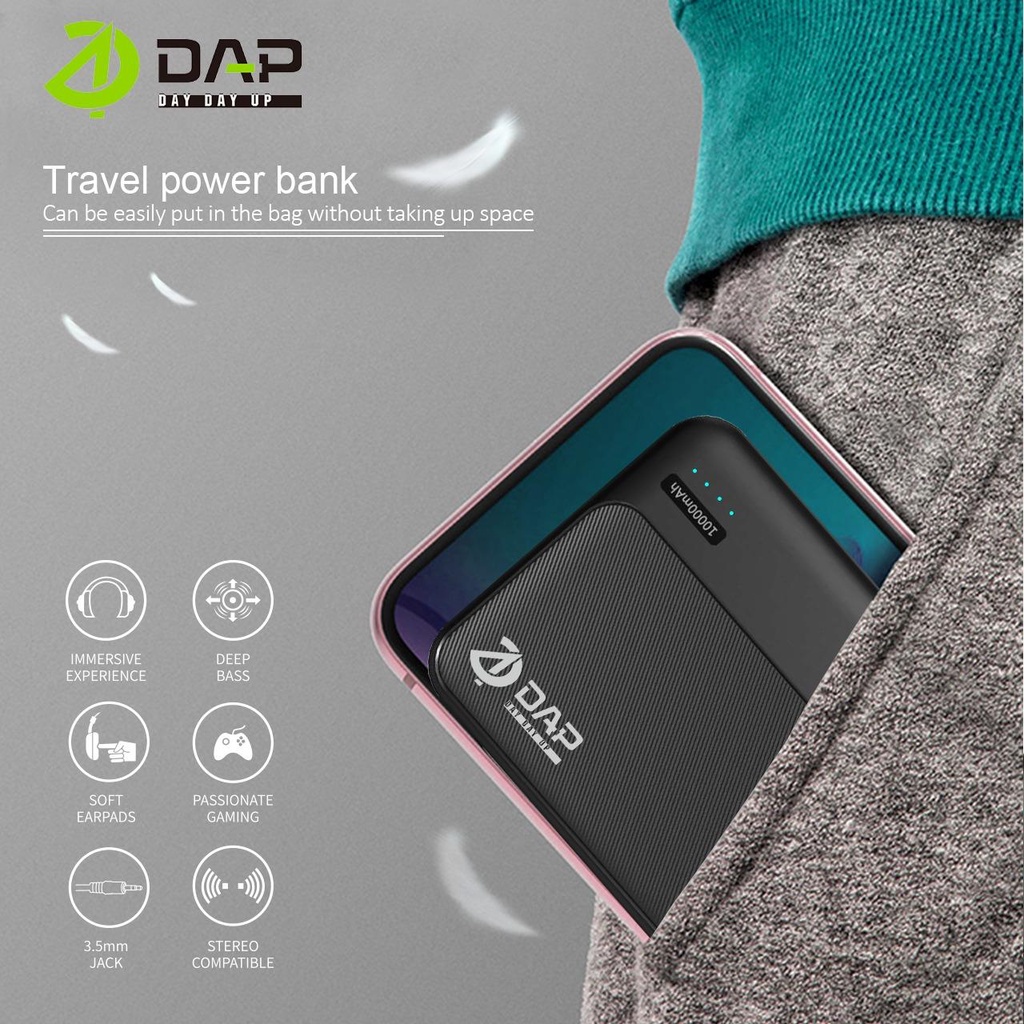 Jual PowerBank DAP DP110 2.4A Dual Input Port Type C & Micro USB