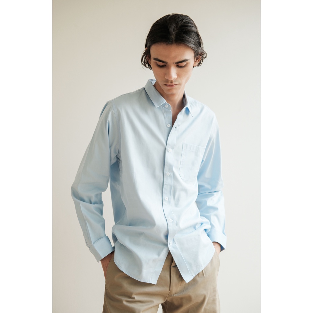 Jual LARUSSO Kemeja Basic Tencel Panjang - Baby Blue M007 | Shopee ...