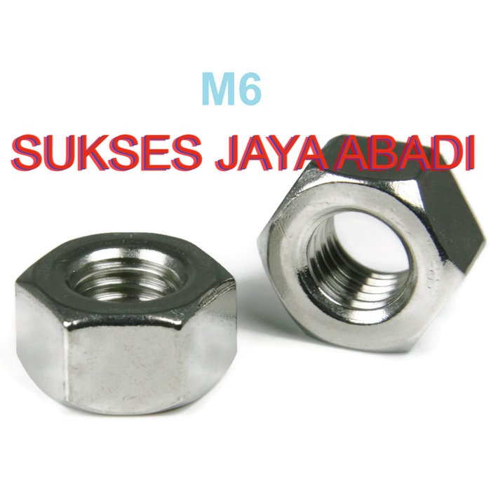 Jual MUR HEX / HEX NUT STAINLESS STEEL M6 / MUR STAINLESS / STAINLESS ...