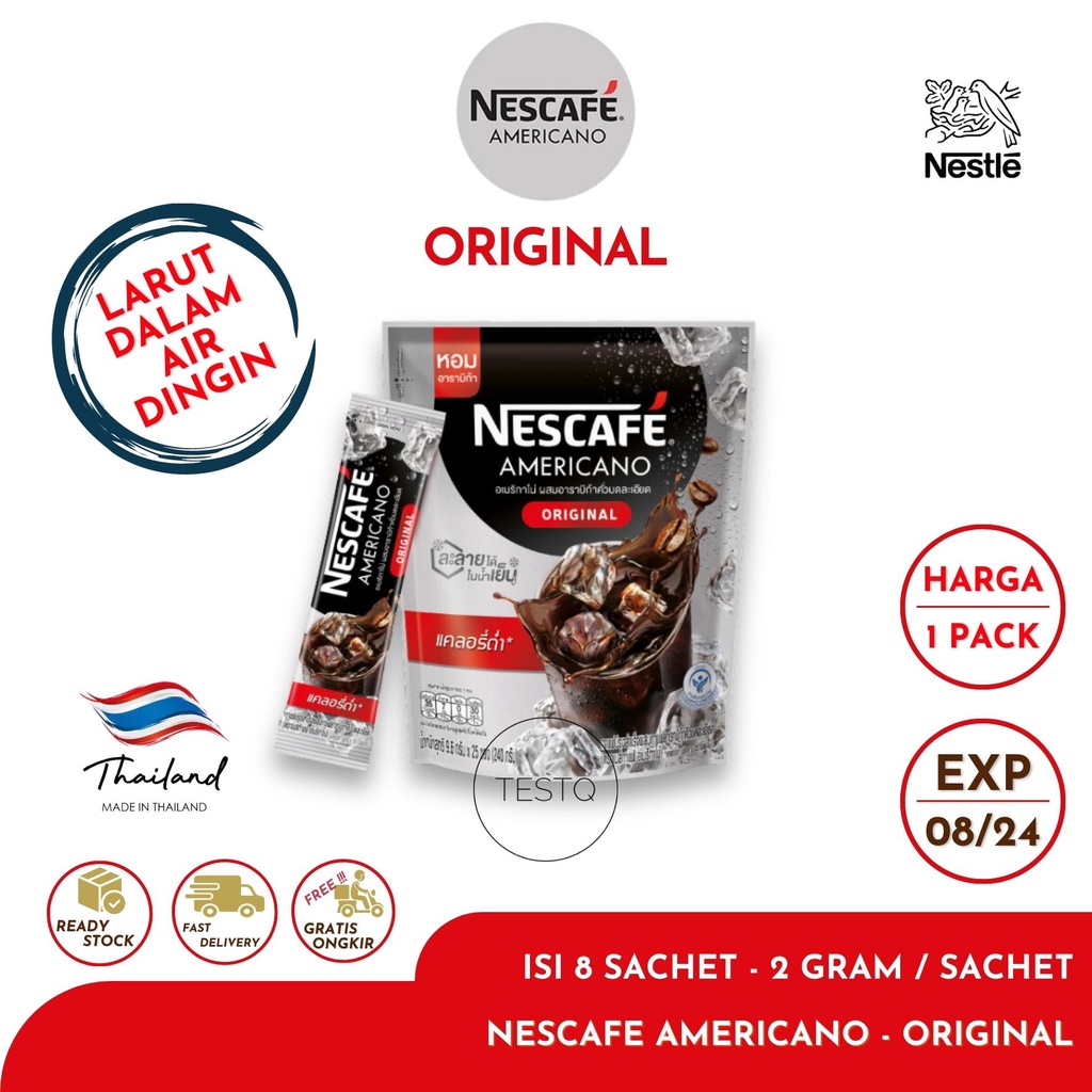 Jual Nescafe Instant Coffee Americano Original Merah Kemasan Pack Isi 8