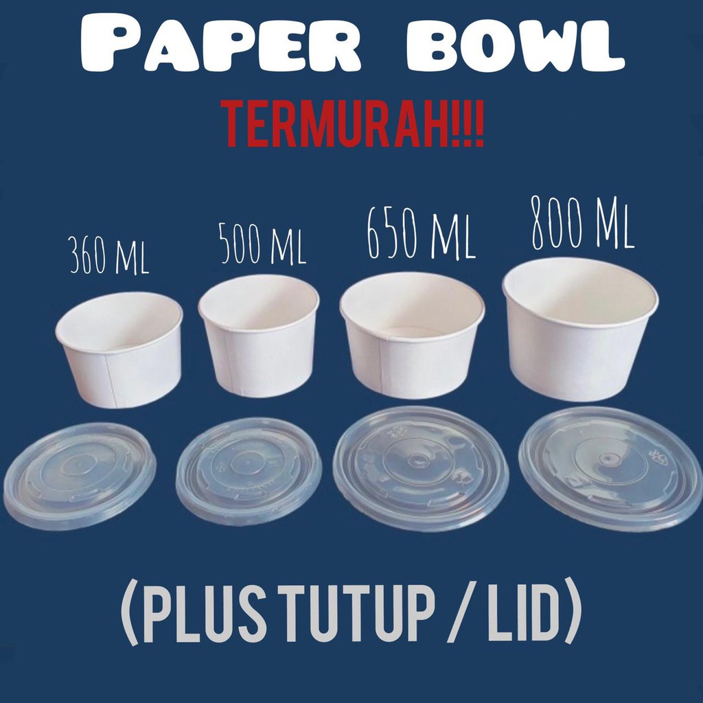 Jual Paper Bowl 360ml / 500 / 650 / 800 / Rice Bowl 800ml/650/500/360