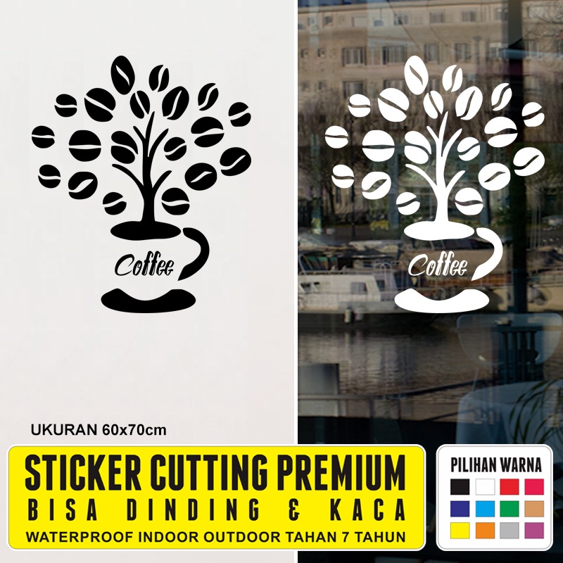 Jual Stiker Cafe Aesthetic Coffee Pohon Kopi Kafe Cutting Sticker ...