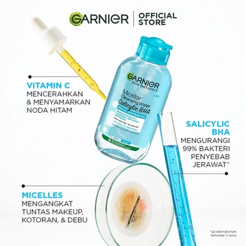 GARNIER Micellar Water Blue Salicylic Acid 125ml Skincare Cleansing Skincare Pembersih Wajah