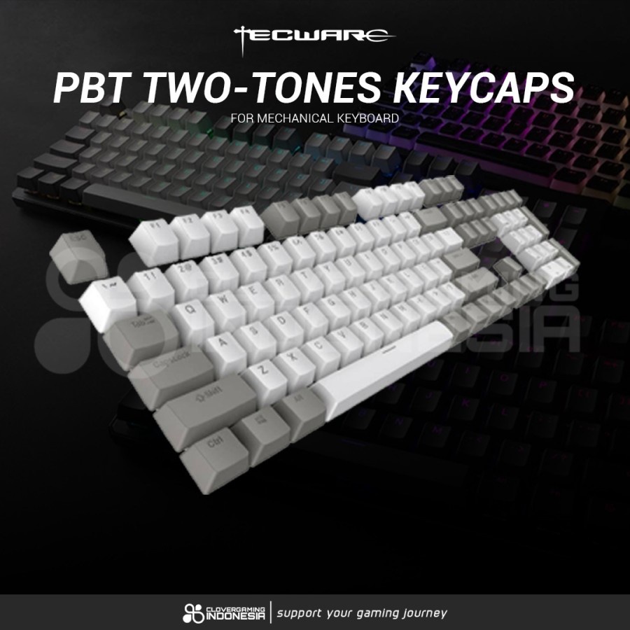 Curated visual reference: Ultem Led Keyboard Keycap Set For Warmer Tones Reference: Jual Tecware Pbt Two Tones Double Shot Moulded Backlit Led