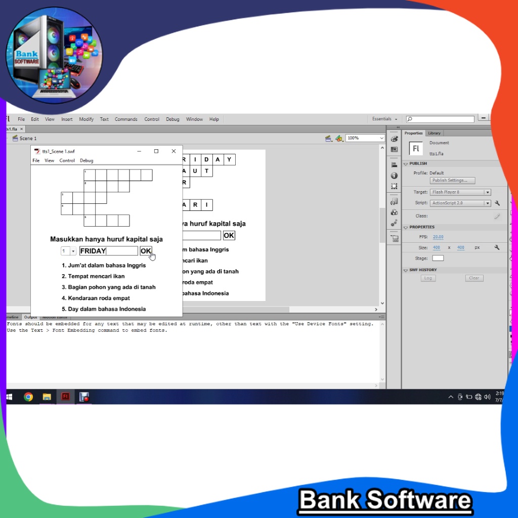 Jual Source Code Adobe Flash teka teki silang 2 untuk program skripsi ...