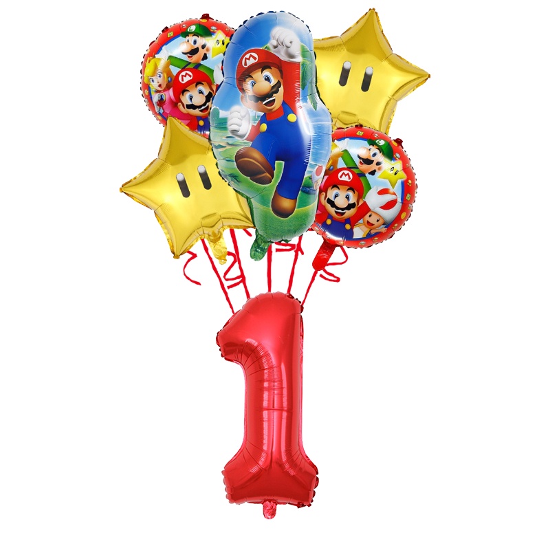 Jual Dekorasi Pesta Ulang Tahun Mario Brothers Balon Alumunium Foil Set ...