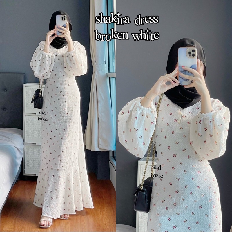 Jual SHAKIRA DRESS KOREAN DRES MOTIF BUNGA KATUN FLOWER CRINKLE GAMIS