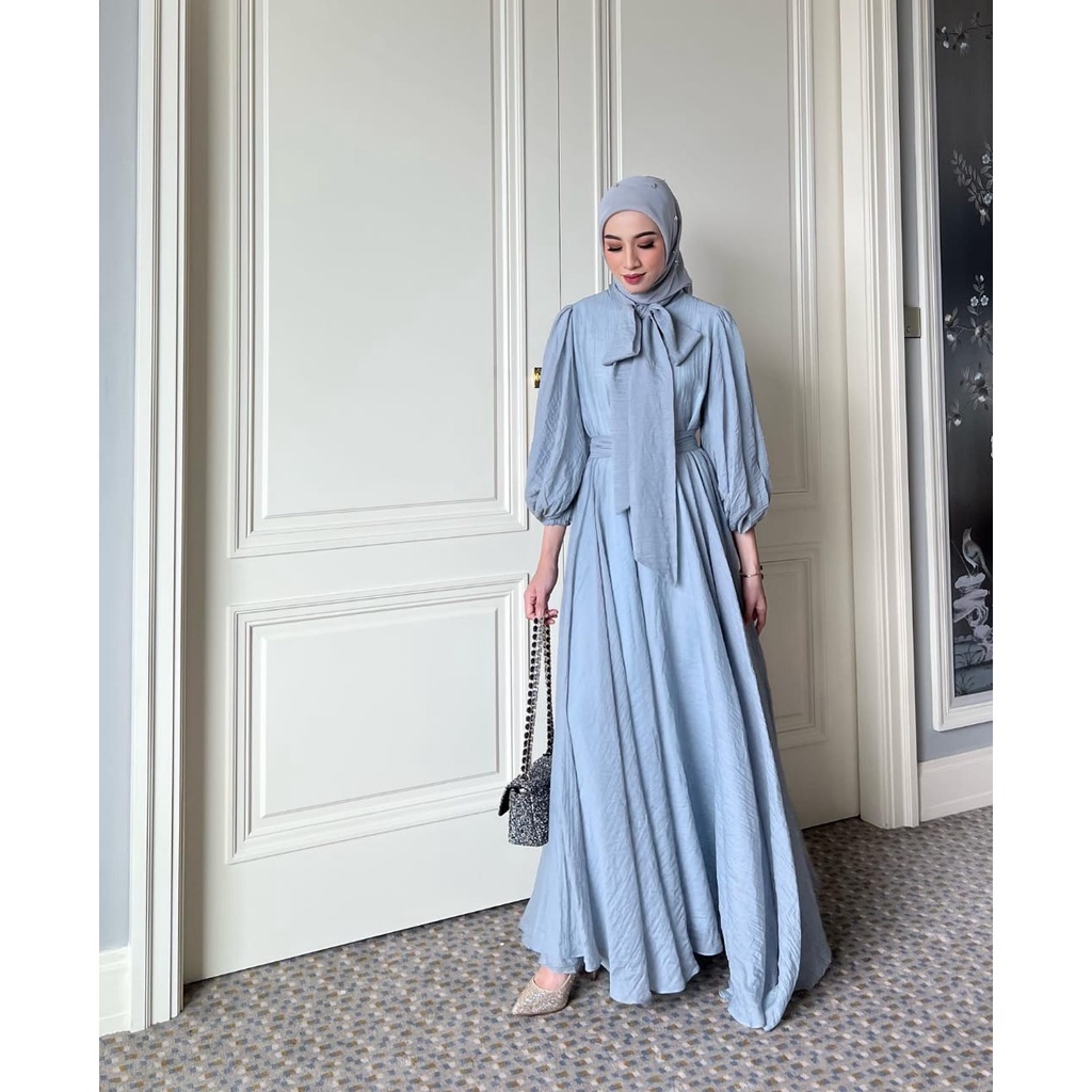 Jual gaun pesta muslimah terbaru 2023 polos dress viral model mayung mewah dress kondangan wanita kekinia baju lebaran simple minimalis elegan mewah vintage baju perempuan lengan panjang korean Shopee...