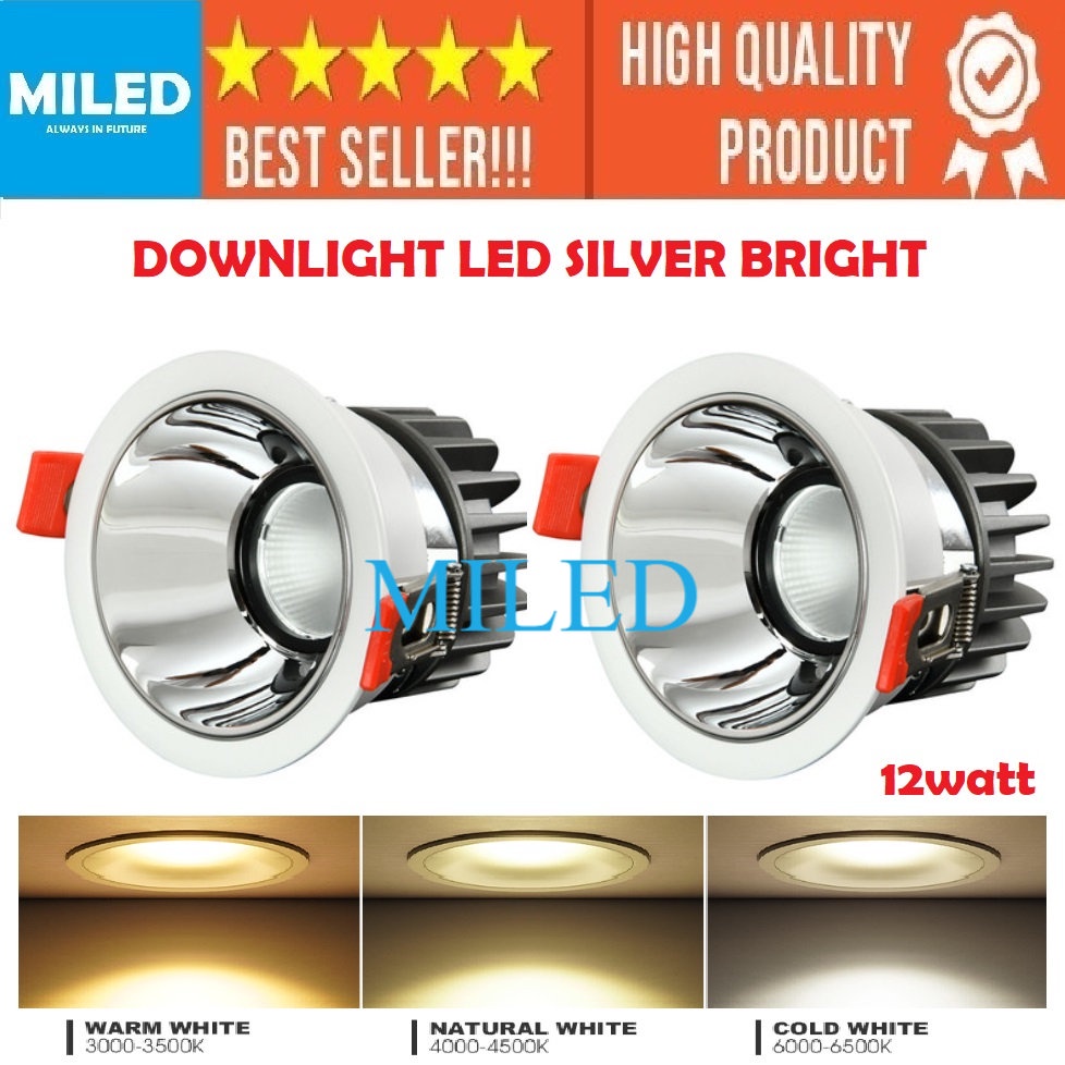 Jual LAMPU DOWNLIGHT 12 WATT SILVER BRIGHT / LAMPU PLAFON MINIMALIS ...