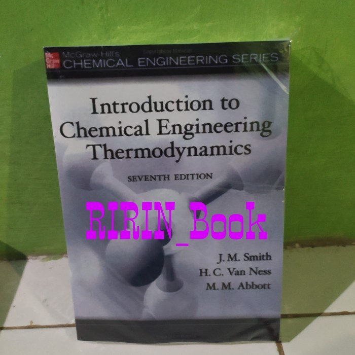 Jual Buku Introduction To Chemical Engineering Thermodynamics 7th