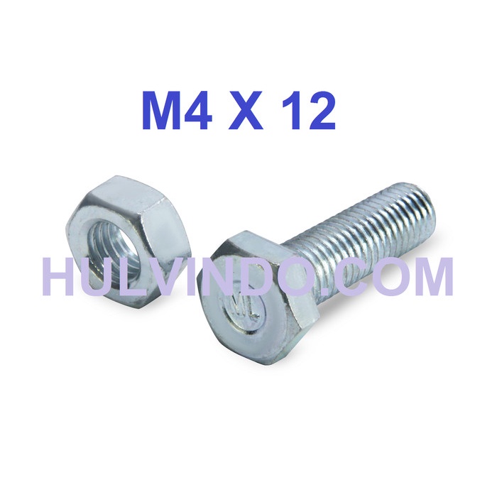 Jual BAUT MUR HEX PUTIH M4 X 12 / BMP / BAUT HEXAGON / BOLT NUT ...