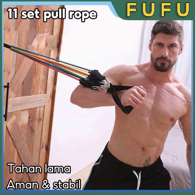 FUFU Resistand band set 11pcs /11in1 Set tali fitness/Set tali gym/Band stretching